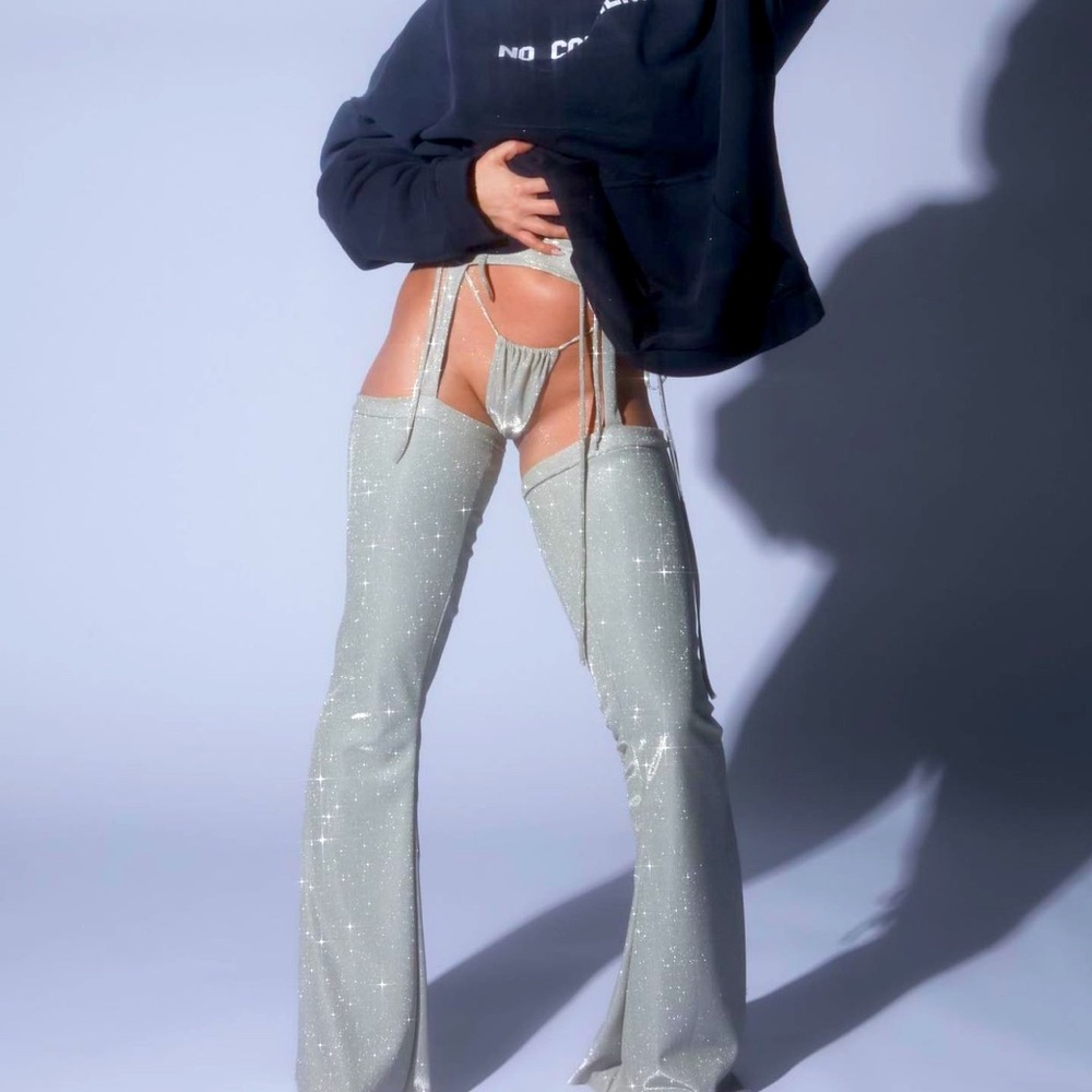 BDAY GLITTER CHAPS// SPARKLING MINT- XL